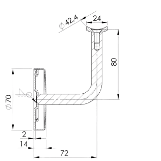 Handlaufhalter - Rund - Edelstahl mit Rosette - Stufenprofi