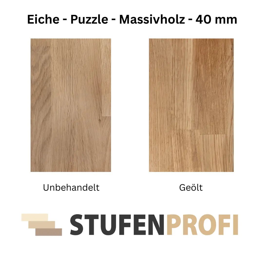Treppenstufe Eiche Puzzle Massivholz 40 mm - Stufenprofi