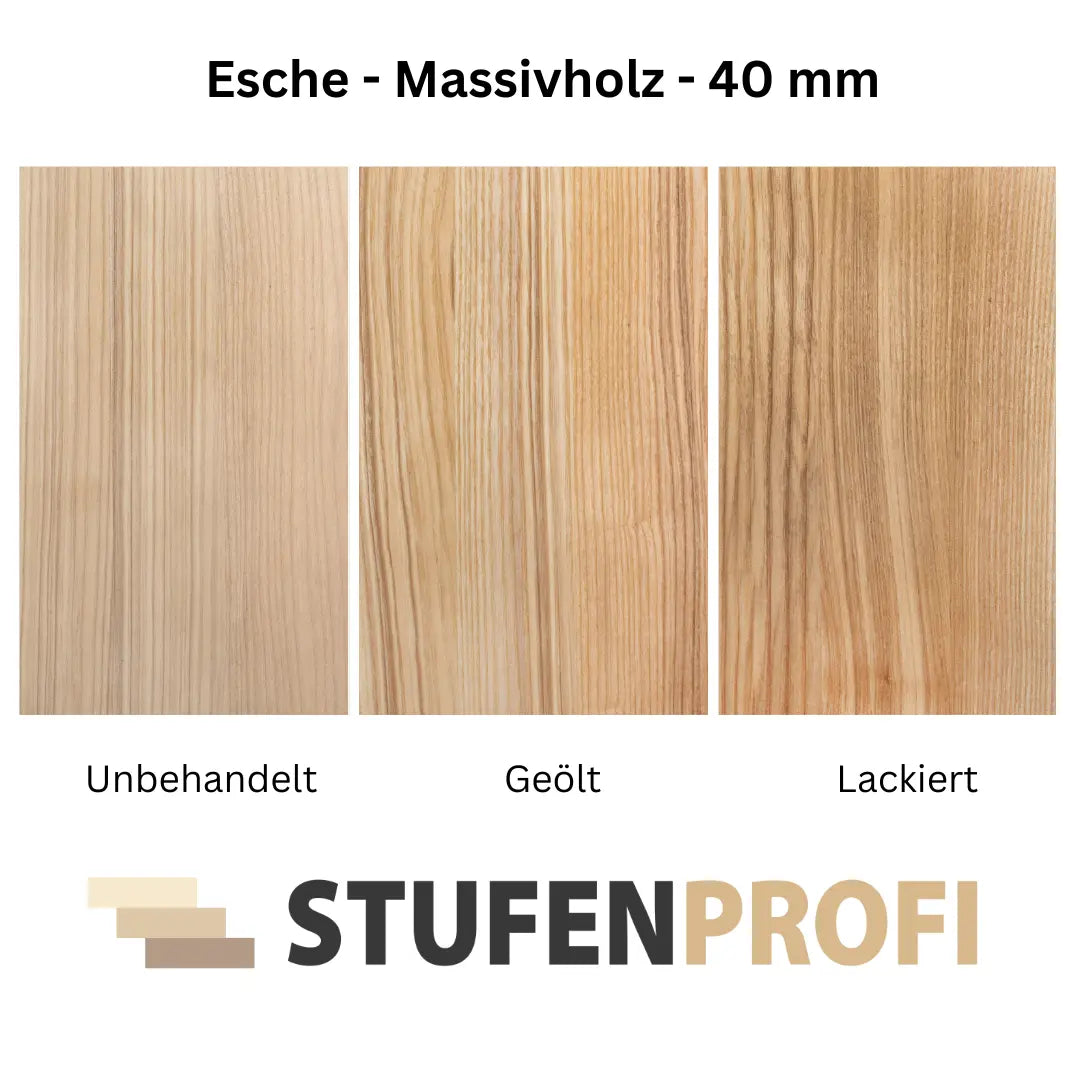 Treppenstufe Esche Massivholz 40 mm - Stufenprofi