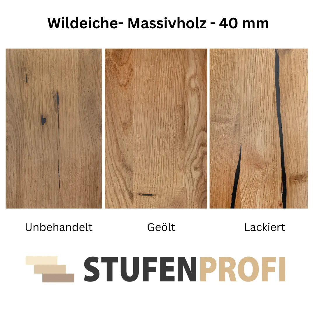 Treppenstufe Wildeiche Massivholz 40 mm - Stufenprofi