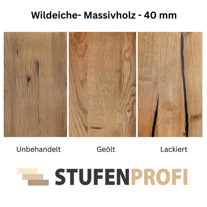 Treppenstufe Wildeiche Massivholz 40 mm - Stufenprofi