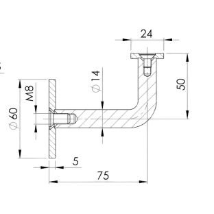 Handlaufhalter - Flach - Edelstahl ohne Rosette - Stufenprofi