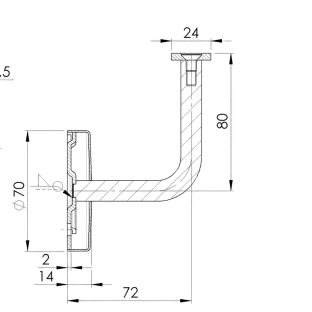 Handlaufhalter - Flach - Edelstahl mit Rosette - Stufenprofi